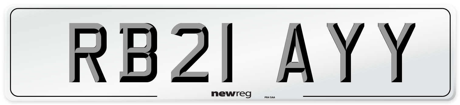 RB21 AYY Number Plate from New Reg